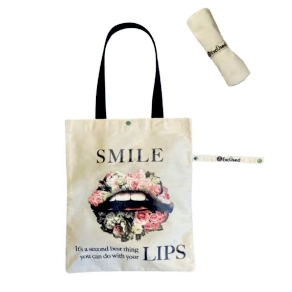 NIB “Smile” Excused reusable tote bag